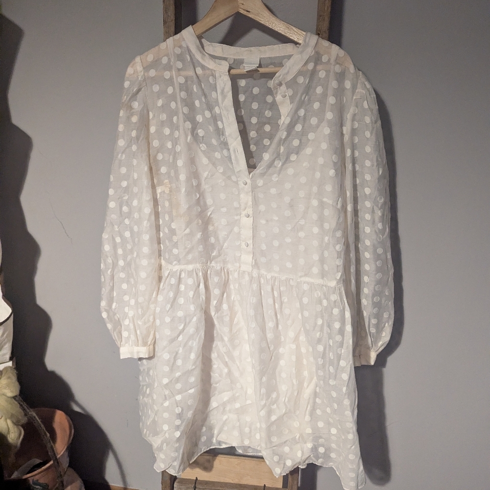 H&M Sheer White Polka Dot Dress